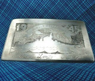 Vintage Wwii 1945 Uss Tennessee Us Navy Trench Art Belt Buckle Bmw060