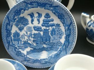 VIntage Child ' s Tea Set Japanese Blue willow ? Ceramic 30s 40s 2