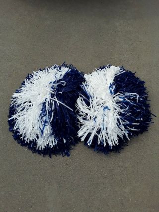 Huge Royal Blue And White Vintage Style Cheerleader Pom Poms