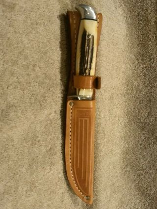 Case Xx Razor Edge 516 - 5 Ssp,  Stag Handle - Fixed Blade Knife,  Leather Sheath