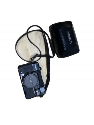 Vintage Black Minolta Hi Matic Af2 Point & Shoot Camera With Leather Case