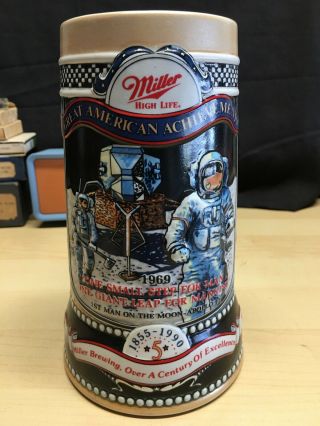 Miller Beer Stein Great American Achievements Nasa 1st Man On Moon 5th In Series