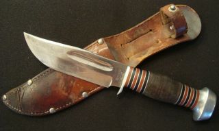 Remington Dupont Rh34 Fixed Blade Knife W/ Leather Sheath - Pre Wwii