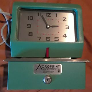 Vintage Acroprint Time Recorder Auto Punch Clock 1250r4,  1 Key,