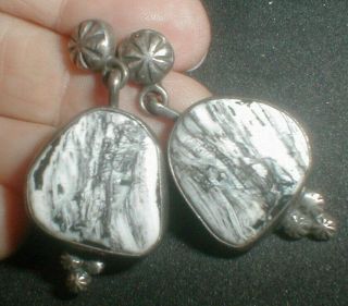 Vintage Navajo Vernon Begay Sterling Silver White Buffalo Turquoise Earrings