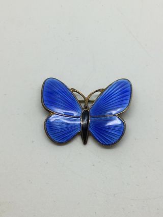 Vintage Sterling Silver Enamel Butterfly Brooch Pin Norway Opro Scandinavian