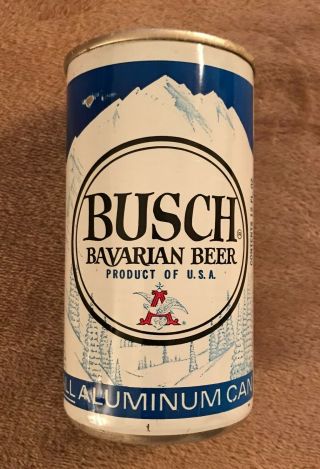 Busch Bavarian All Aluminum Black Rings Flat Top Beer Can Tampa,  Fl 5 City 12 Oz