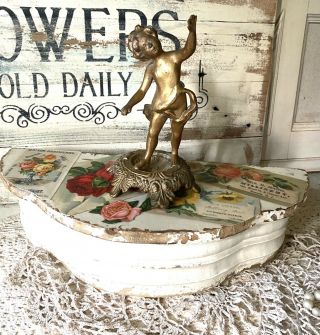 Sweet Shabby Chippy Vtg Wood Floral French Decoupage Small Display Shelf So Cute