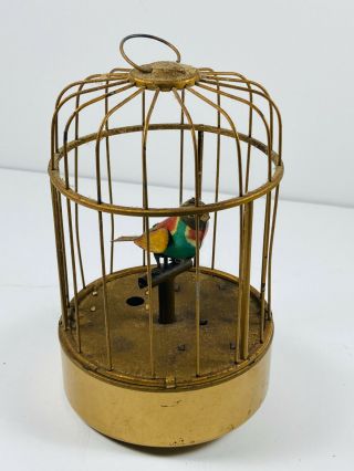 Vintage Japan Tin Litho Singing Bird In Cage Windup Toy Repair