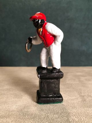 Miniature Solid Cast Black Jockey Lawn Figure,  3 1/2 inches Hard To Find 2