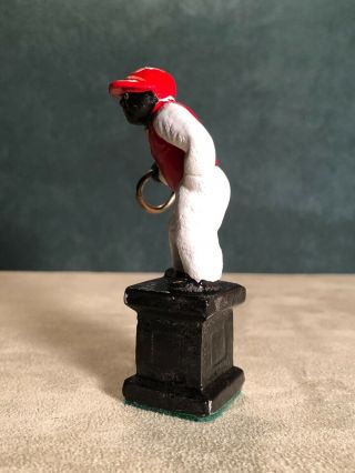 Miniature Solid Cast Black Jockey Lawn Figure,  3 1/2 inches Hard To Find 3