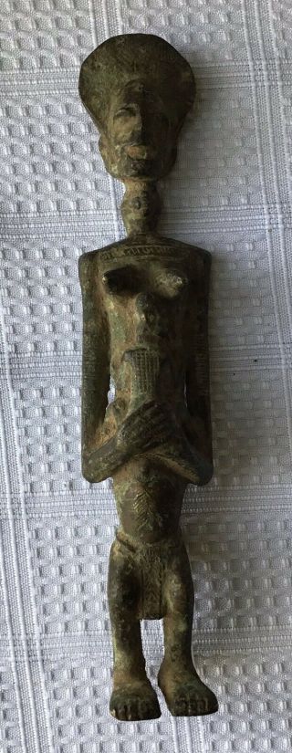 Vintage African Brass/bronze (?) Statue Sculpture Of A Woman,  Benin (?),  Heavy