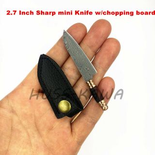 2.  7inch Miniature Kitchen Damascus Knife,  Chopping Board Mini Sharp Knife Gift A