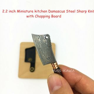 2.  2in Miniature Kitchen Damascus Knife,  Chopping Board Mini Sharp Edged Knife B