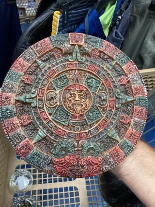 Aztec Solar Sun Stone Calendar Maya Mayan Mexico Statue Pre - Columbian Aztlan Lou