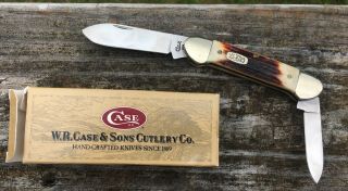 Case Xx Folding Pocket Knife Red Stag Canoe R52131 Ss 1990 