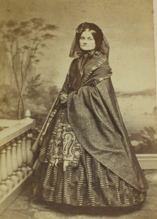 Civil War Era Cdv Id Woman Silk Dress Eliz.  Packard Caswell Converse Taunton Ma.