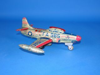 Vintage Tin Friction Fa - 985 Starfire Lockheed F - 94c Military Jet /yonezawa