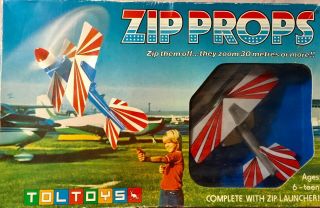 Vintage Toltoys Zip Prop 1975 Mib,  Spare Zip Launcher