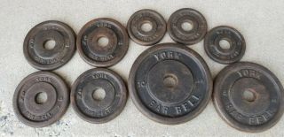 Vintage York Bar Bell Barbells Standard Weight Lifting Weights 28.  75 Lbs