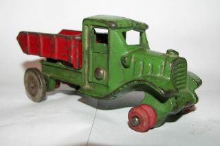 Antique Ac Williams Hubley Arcade Kilgore Cast Iron Red & Green Dump Truck