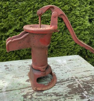 Vintage Antique Red Cast Iron Hand Water Pump Farm Pitcher Well Davey Model 2a