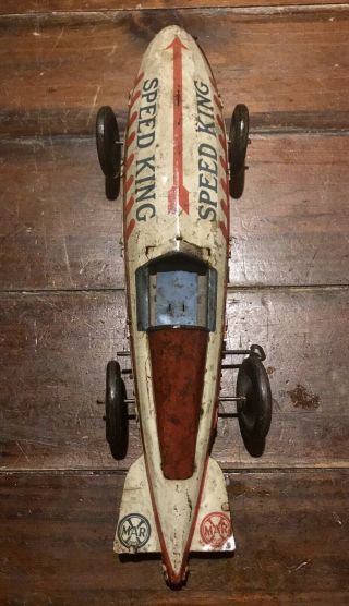 Vintage 1930’s Marx Tin Litho Windup Speed King Race Car 16”toy,  Not