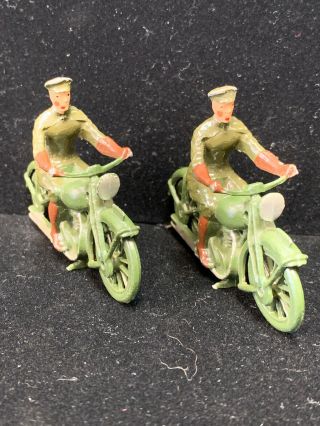 - Pair - Of Vintage Barclay Manoil Lead Motorcycle W/ Rider Paint