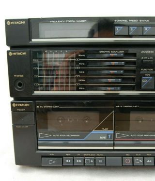 Vintage HITACHI HRD - MD26 Amplifier Equalizer AM/FM Tuner Twin Cassette Deck GWO 3