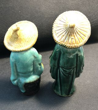 Vintage Chinese Mud Man Two Figurines 1930s 4,  Inches Tall One Stamped China 2