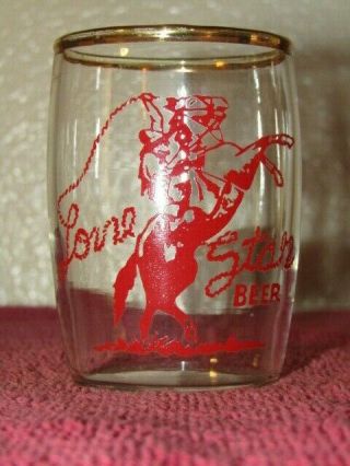 Lone Star Beer Barrel Glass Cowboy With Rope