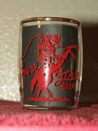 Lone Star Beer barrel glass cowboy with rope 2