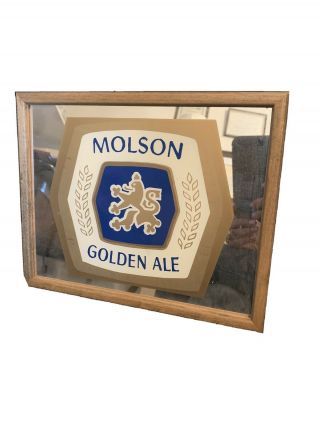 Beer Sign Vintage Molson Golden Beer Mirror - Carnival Prize 10.  5” X 9.  5”
