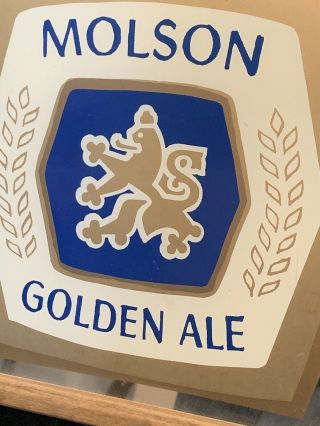 Beer Sign Vintage Molson Golden Beer Mirror - Carnival Prize 10.  5” X 9.  5” 3