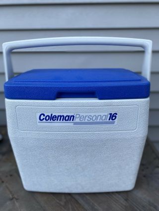 Coleman Personal 16 Cooler Off White Locking Blue Lid 5274 Vintage 1991 Usa Ice