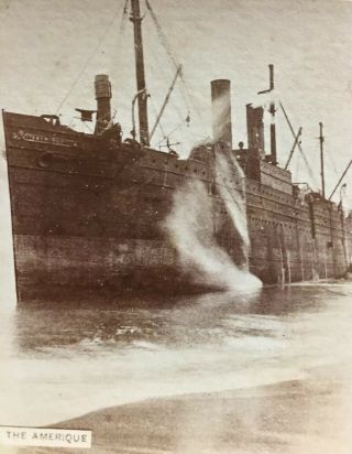 Shipwreck Boat Photo Stereoview Wreck Of The Amerique Ship Smoking Early Picture