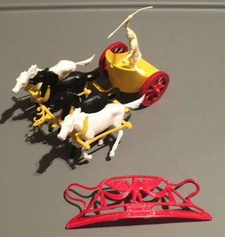 1959 Marx - 54mm Chariot & Horses W/driver From Ben Hur Play Set - Nm & Vintage