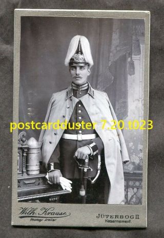 T023 - Germany 1900s Cdv Photo Officer Coat Sword Pickelhaube Artillery Shell