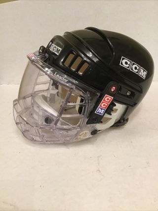 Vintage Ccm Ht2 Hockey Helmet W/ Fm50 Z - Leader Shield Sz M 7 - 7 5/8 Very