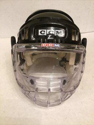 Vintage CCM HT2 Hockey Helmet w/ FM50 Z - Leader Shield sz M 7 - 7 5/8 very 2