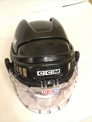 Vintage CCM HT2 Hockey Helmet w/ FM50 Z - Leader Shield sz M 7 - 7 5/8 very 3