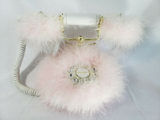Vintage Pink Fuzzy Landline Bling/fuzzy Diva Telephone Phone Corded