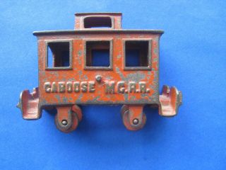 Antique Cast Iron Kenton Dent Toy Train Caboose M C R R Paint 5 3/4 "
