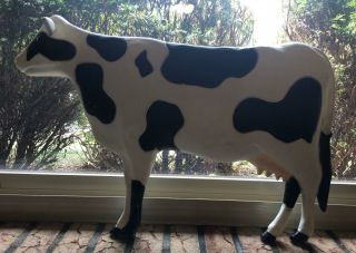 Vtg Dairy Cow Blow Mold Don Featherstone Union 6190 26 " Standing High Holstein