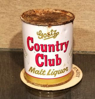 8 Ounce 1950s Country Club Enamel Malt Liquor Beer Can Goetz St Joe Mo 97 Years