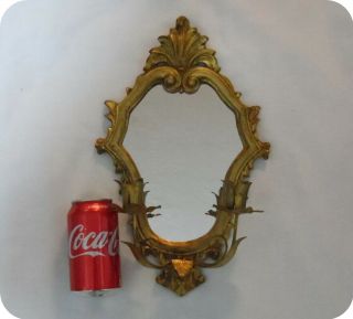 Vintage Italian Florentine Gilt Tole Mirror Candle Holder Sconce