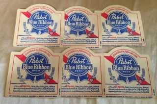 Set Of 6 Vintage Old Stock Pabst Blue Ribbon Pbr Beer Coasters
