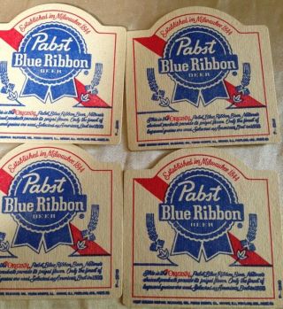 Set Of 6 Vintage Old Stock Pabst Blue Ribbon PBR Beer Coasters 3