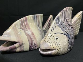 Kisii Kenya Heavy Soapstone African Art Hand Carved Stone Fish Ocean Nautical