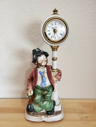 Vintage Melody In Motion Clockpost Willie Clown Hobo Musical Clock Perfect